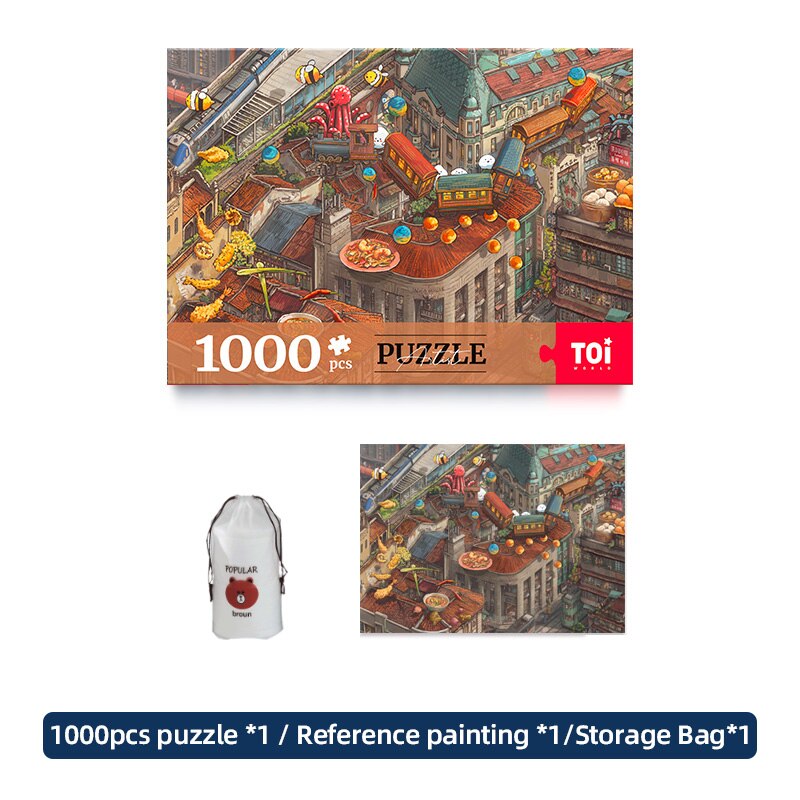 1000pcs Difficult Puzzles My Travel Diary Ancient City Scenery Teens Adult Puzzles Sightseeing Landscape Paintings Home Decor: D No original box