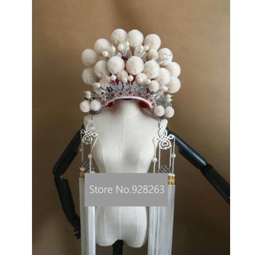 Gorros con pompón de 13 colores para adultos, sombrero de Drama chino con Bobbles, tocado de Festival, divertida de Halloween, gorro con borlas: 1