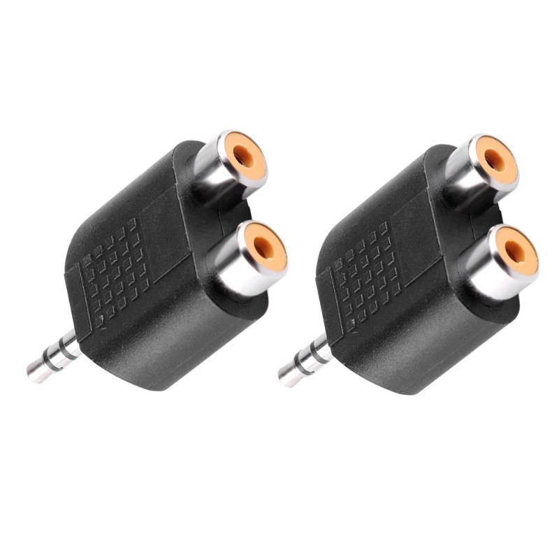 2Pcs 3.5mm 1/8 TRS Male to 2 RCA Female Y Splitter Stereo Adapter Converter Connector AV Wire Accessories