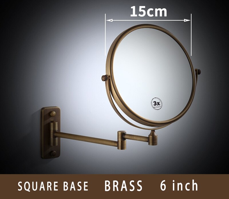 Dressing Mirror Wall Mounted 8 inch Brass Magnifying Mirror Folding Black Oil/Gold Makeup Mirror Cosmetic Mirror Lady: S 6inch GOLD