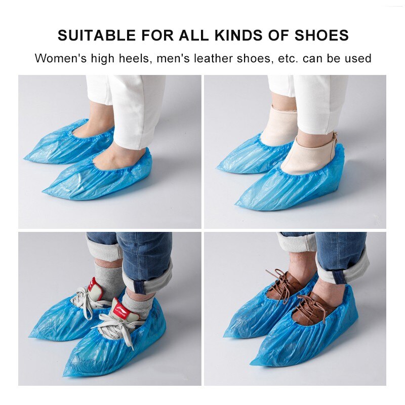 100Pcs Disposable Plastic Anti Slip Boot Safety Shoe Cover Cleaning PVC Plastic Over Shoes Shoe Boot Covers Carpet Protectors