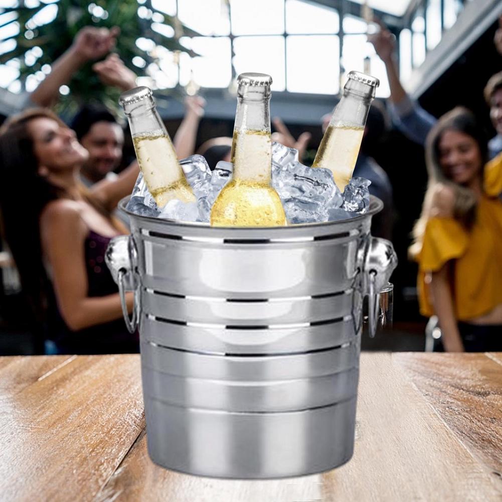 3L/5L/7L Stainless Steel Ice Bucket with Handles Thick Ice Holder Container for Party Beer &amp; Drinks Beer Barrel