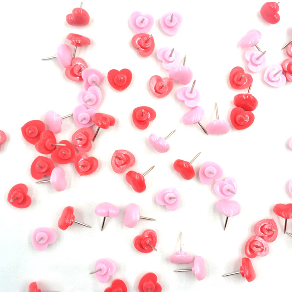 Chinchetas de empuje de corazón para pared roja, tachuelas decorativas para tablero de corcho, hogar y oficina, 50 Uds.