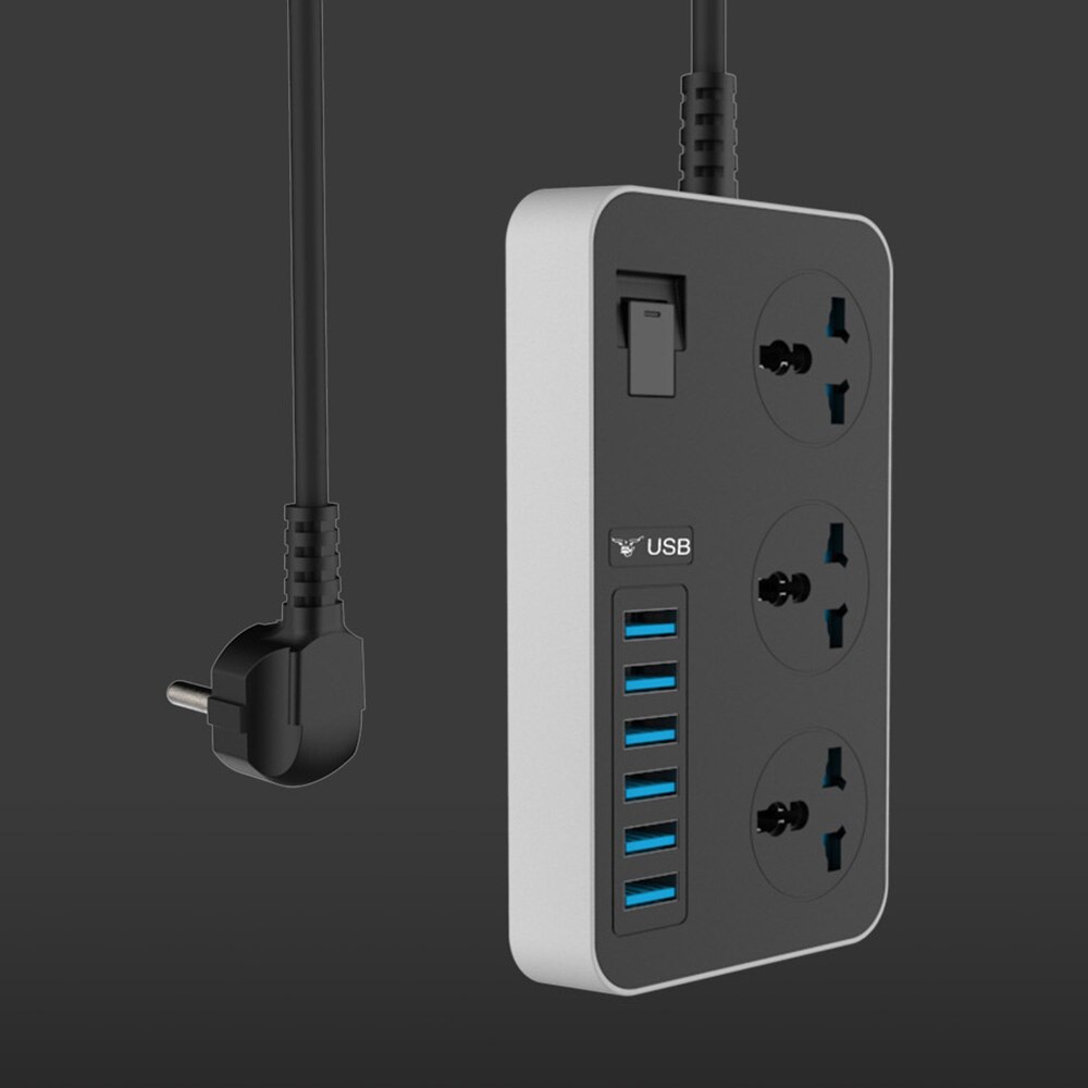 Power Strip Smart Usb Socket Adapter Surge Protector 3 Ac Universele Outlets Met Elektrische Plug Eu/Us Uk/ au Verlengsnoer 2 M