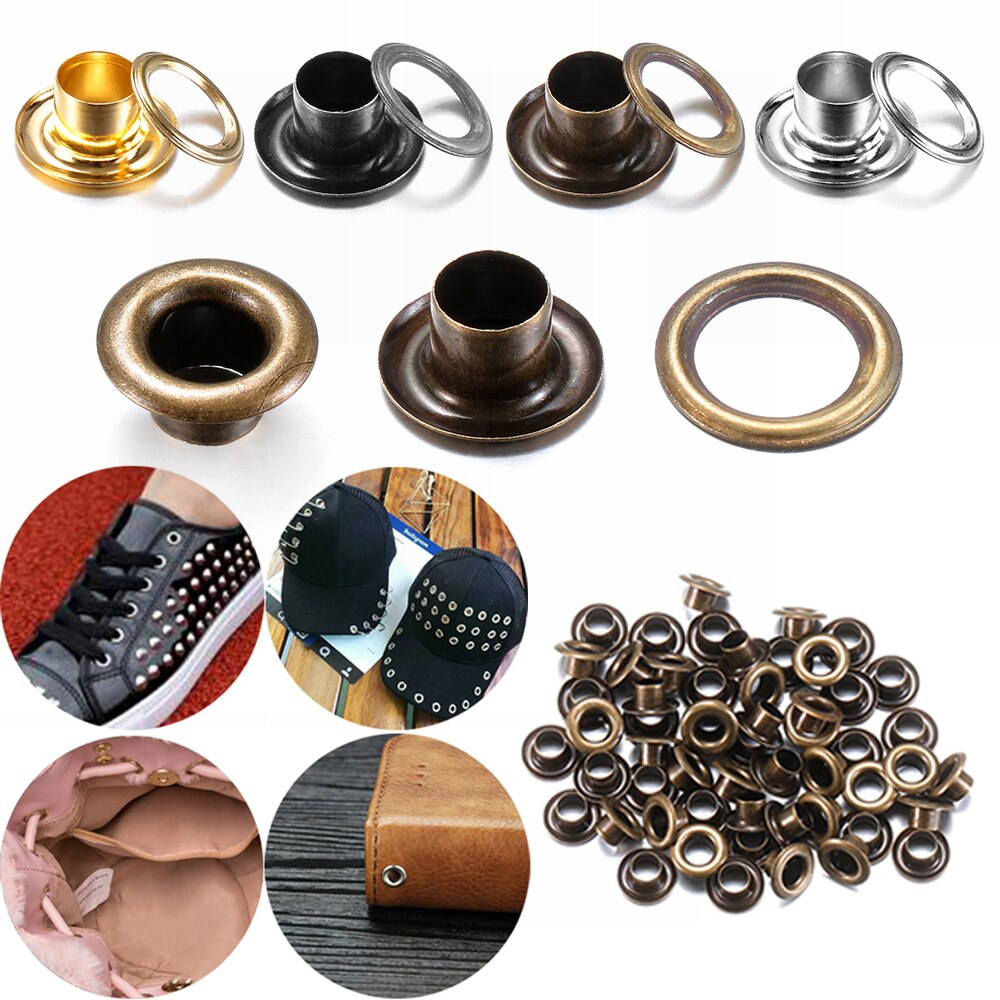 50Sets Metal Eyelet Buttons Belt Buckle Shoes Clothes Eyelets Grommet Rivet Buckles DIY Leather Crafts Sewing Accessories