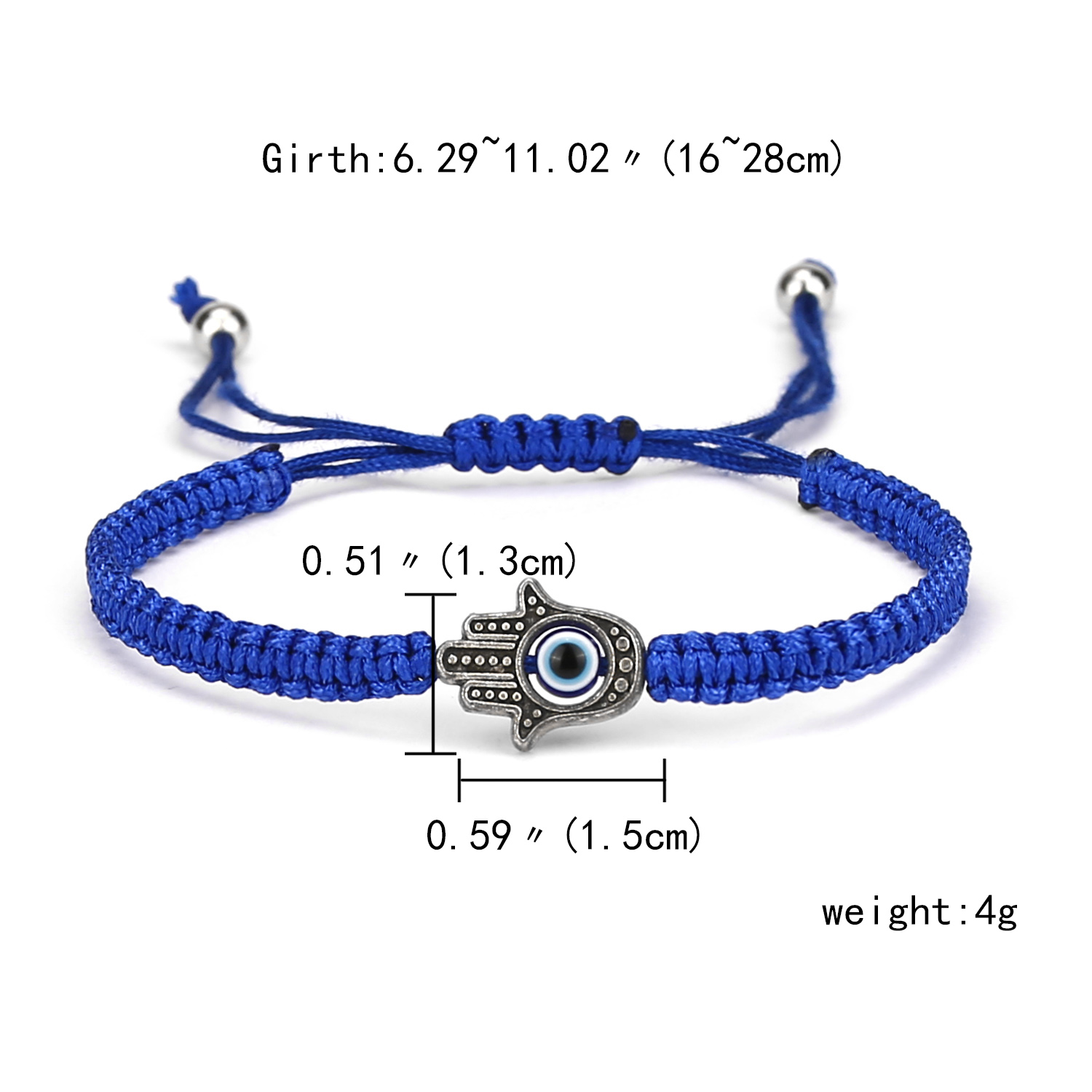 Gebed Turkse Hand Palm Evil Eye Gevlochten Armband Blauw Zwarte Kleur Nylon Draad Lucky Paar Armband & Bangles Sieraden Mannen vrouwen: Reddish Brown