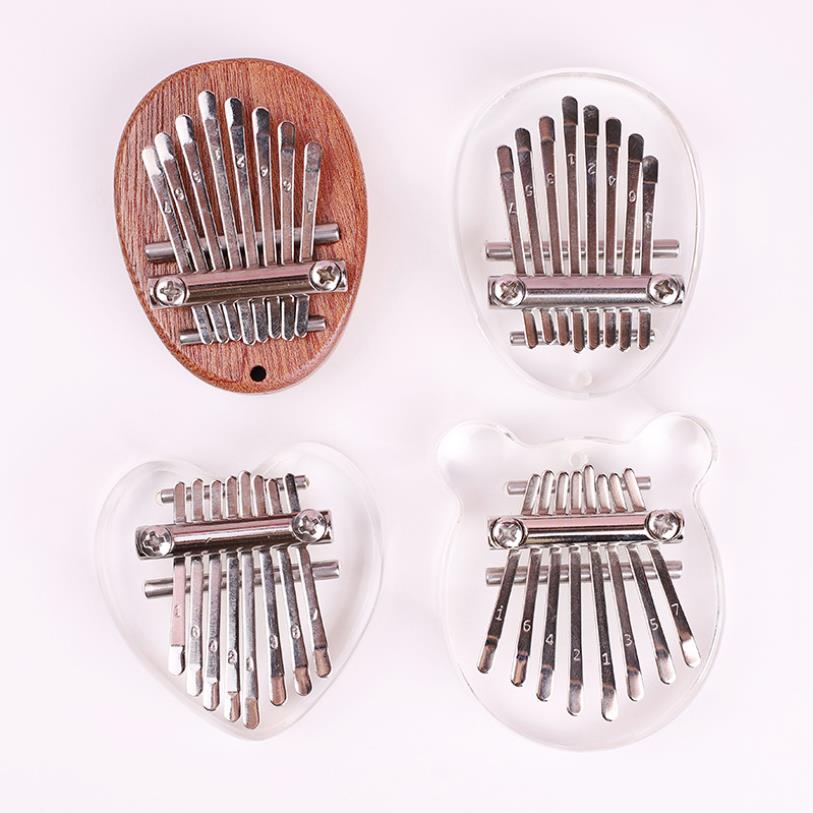 8 Keys Children Mini Kalimba Thumb Piano Acrylic Crystal Transparent Kalimba Instrument Sound Musical for Beginner Finger Piano