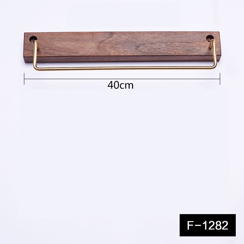Massivt træ badeværelse håndklædeholder messing køkken organisation rack 60cm: F -1282
