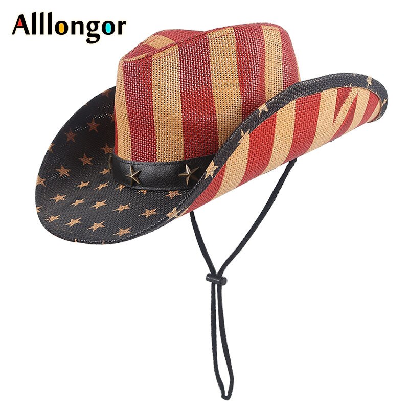 Zachodnie kowbojskie kapelusze męskie modne w paski letnie kobiety niedz kapelusz Vaquero sombrero hombre kapelusz kowbojski kraj Chapeau Homme Panama