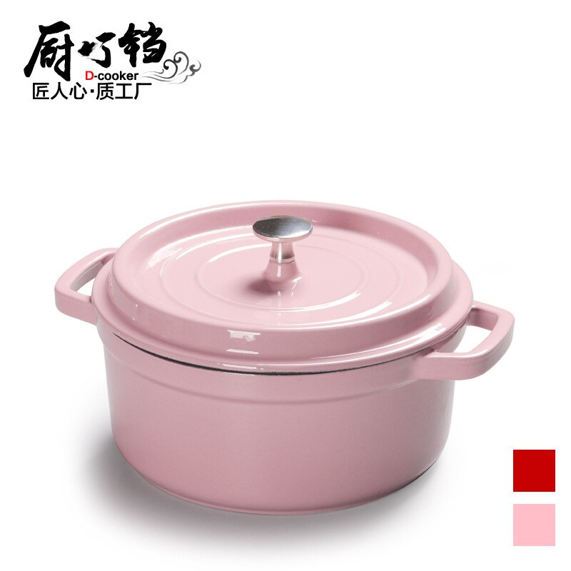 Pot en émail casserole en fonte rose rouge pot en émail 22cm24cm pot en fonte épaisse
