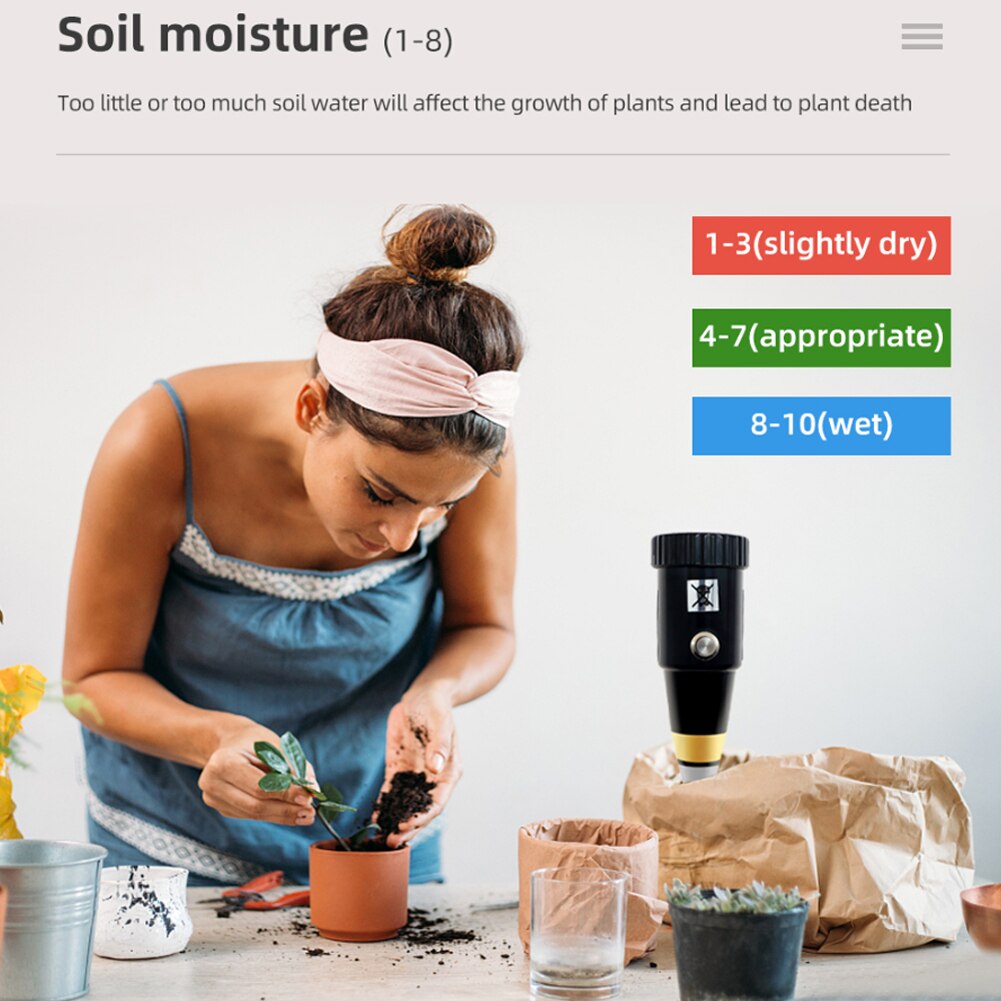 2in1 Portable Soil Moistures and PH Tester Acidity Humidity Meter Garden Soil Analyzer Potted Crops Planting Cultivating Tool