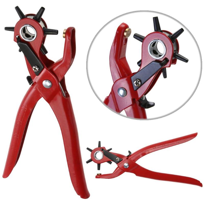 5 Tamaño del agujero Correa doméstica perforadora punzones de cuero herramientas Leathercraft máquina de perforación mano alicates herramienta de manualidades de costura