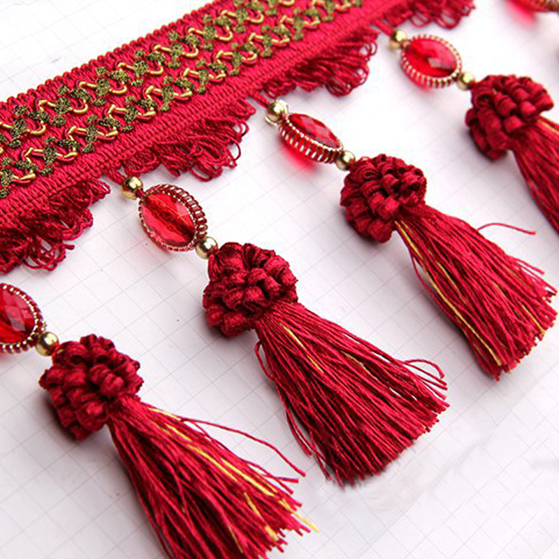 Kristal Kralen Gordijn Kant Luxe Woondecoratie Aardbei Kristal Fringe Trim DIY Tafelkleed Bruiloft Decoratie Accessoires: Black