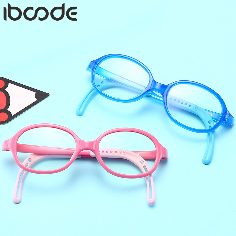 Iboode, nuevas gafas de protección contra luz azul para niños, espejo de cristal redondo de rayos lisos para niño y niña, armazón de gafas para ordenador, gafas ópticas claras, bonitas para niños