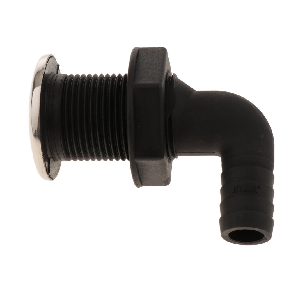 Marine/Boat 90 Degree Connector Thru Hull Plumbing Fitting Hose with Stainless Rim: 13mm