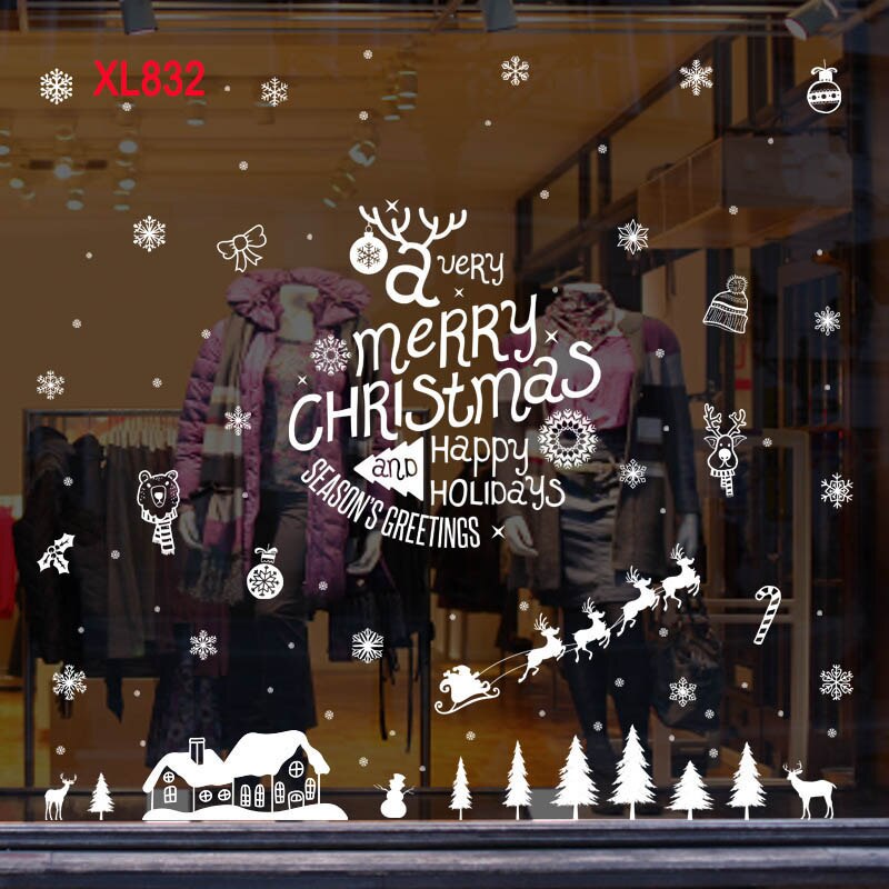 Pegatinas de copos de nieve pegatina de muñeco de nieve Ventana de Navidad Pegatinas de Navidad adhesivos para ventana pegatinas de decoración de de navidad: xl832