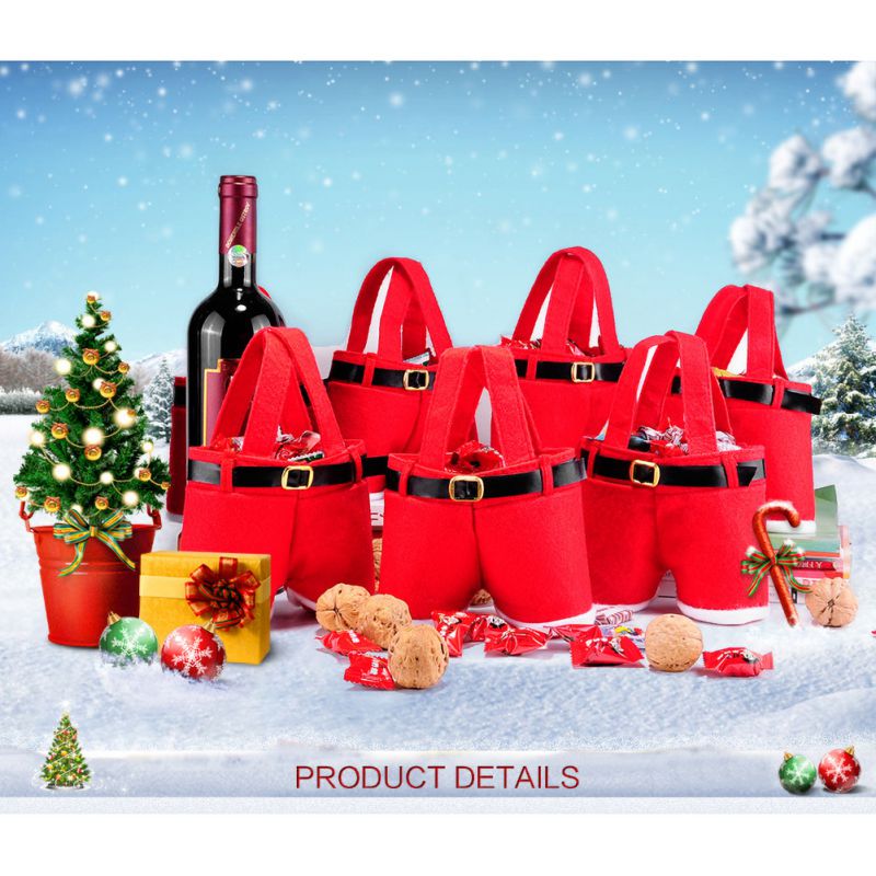 Christmas Decorations Bags Candy Bags Santa Pants Style Lovely Treat Bags For Wedding