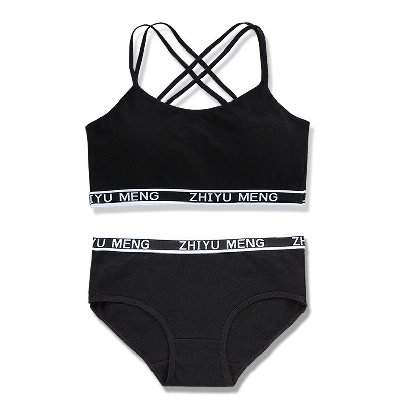 Young Girls Underwear Set Teenage Clothes Sport Training Bra Girls Bra and Panties Sets 8-16Y Sport Bra Set