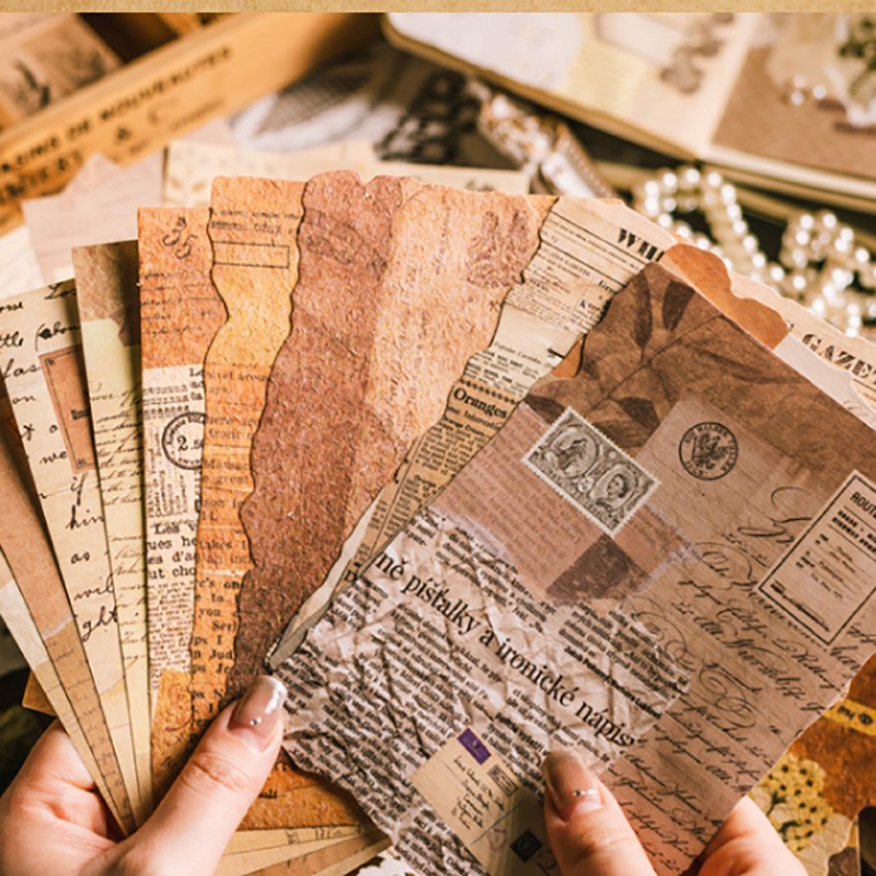 20Pcs Vintage Leaf Lady Letter Craft Paper Junk Journal Ephemera Flower Butterfly Lace Diary Scrapbooking Material Paper Packs