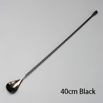 1Pce Stainless Steel Bar Tools Thread Teardrop Frosted Bar Spoons Drink Mixing Spoons Bartender Tools Cocktail Spoon Stirrer: 40cm Black