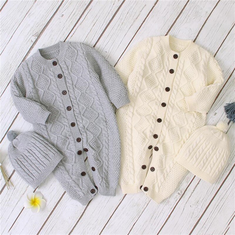 0-18M Winter Warm Thick Sweater For Baby Girl Boy Newborn Kid Clothes Long Sleeve Knitted Romper Long Sleeve Knitwear Outfit