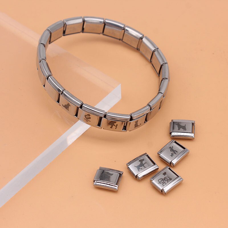 Fyour Original Daisy Dog Mother's Day Couples Charm Links Fit 9mm Width Bracelet Stainless Steel Jewelry DIY Making DJ130