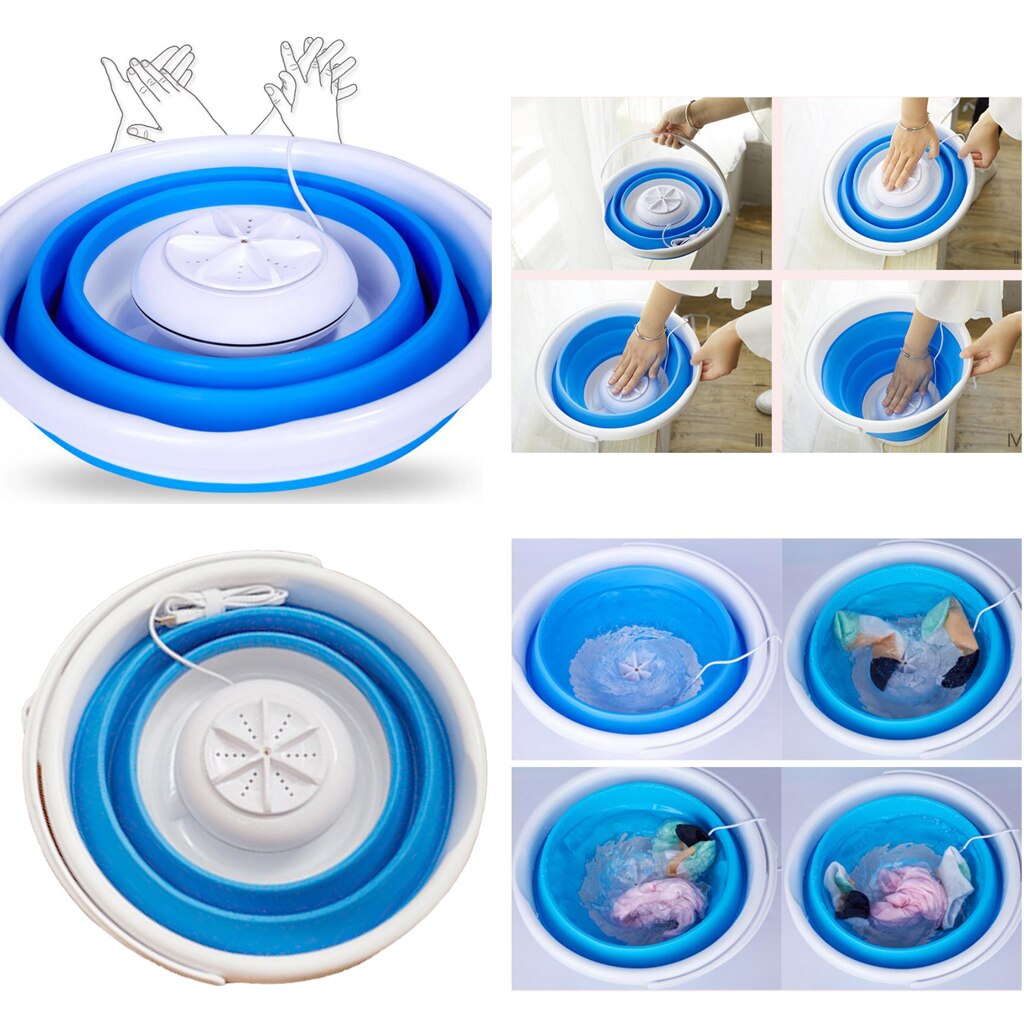 Mini lavadora portátil lavadora plegable cargador USB para apartamentos
