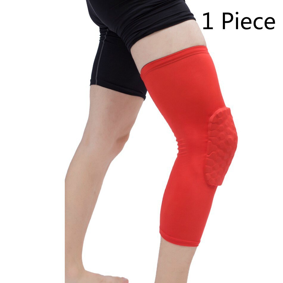 Moeite waard 1 PC Basketbal Kniebeschermers Honingraat Elastische Kneepad Compressie Mouw Foam Brace Patella Protector Volleybal Ondersteuning: S / One Piece Red
