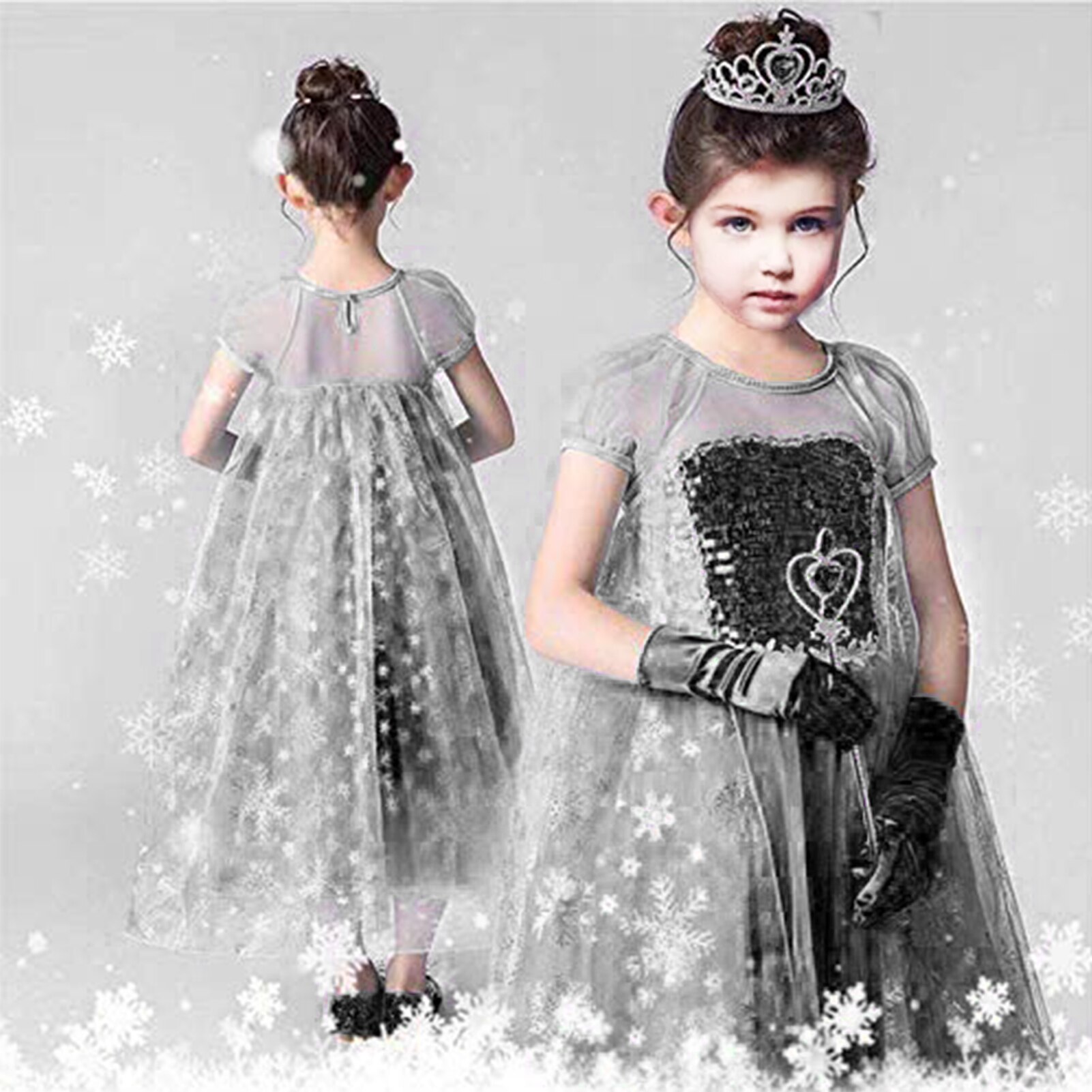 Prinzessin Kleid hoch Zubehör Prinzessin Krone Handschuhe Zauberstab Halskette EarringsPrincess Spielzeug Kleinkind Kleid hoch vorgeben Spielen Echten Machen