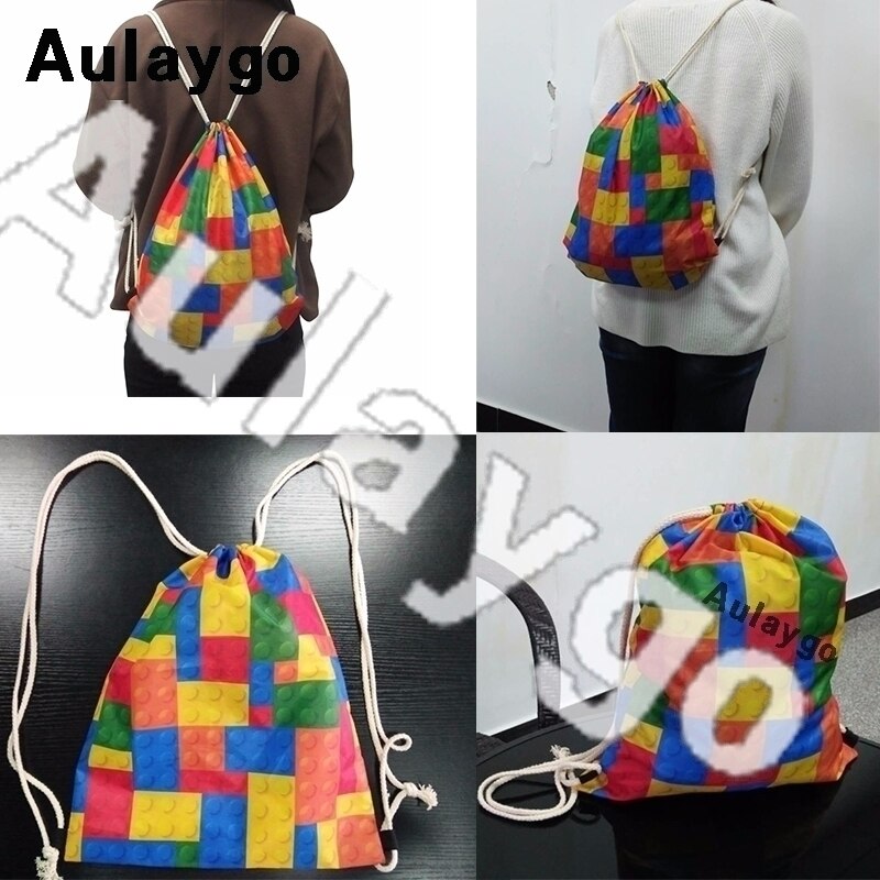 Aulaygo 3d unisex eenvoudige duurzame zwarte rugzak schattige witte kattenprint schoudertas kinderreisschoenen touwtassen rugzakken