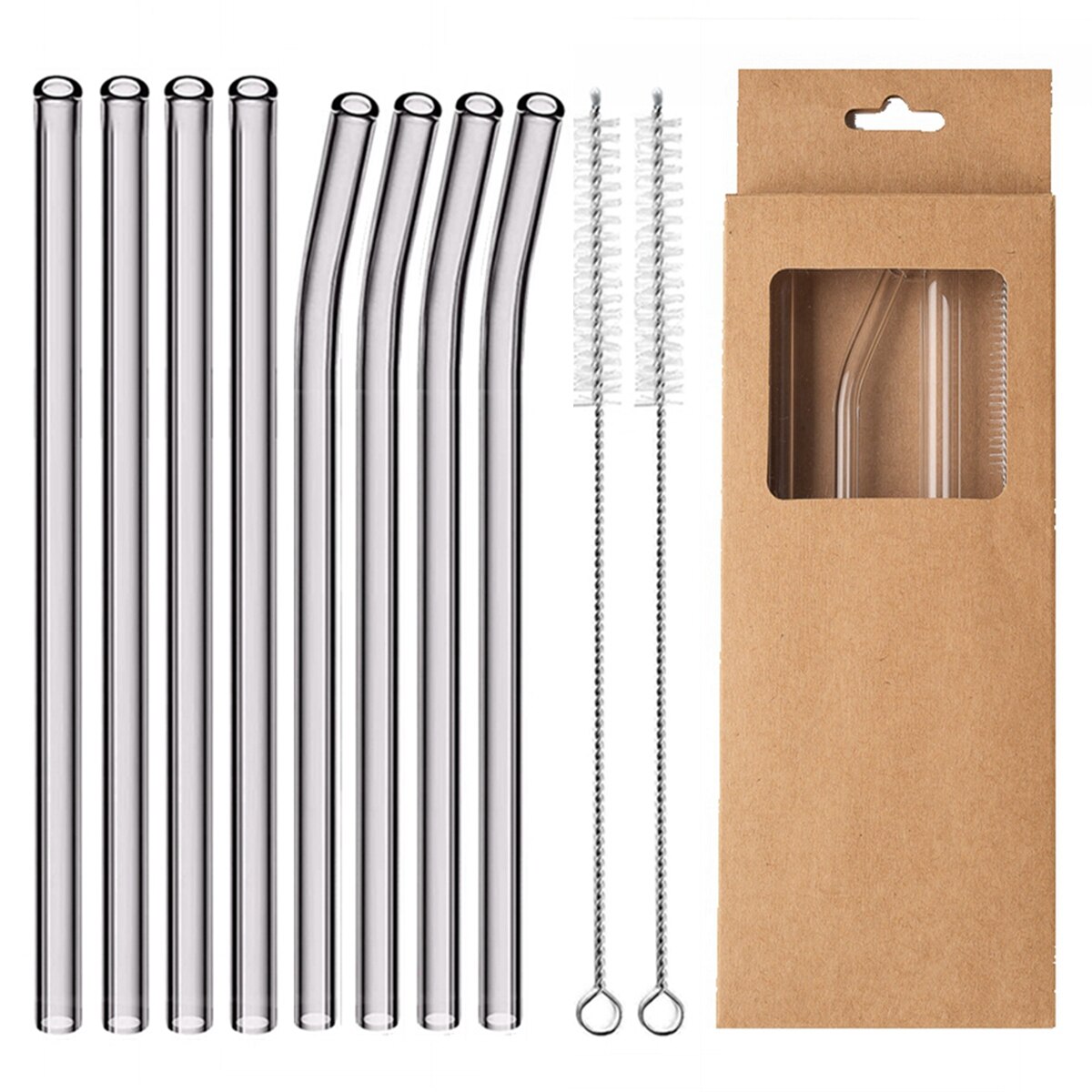 Glass Drinking Straws Kitchen Bar Reusable Drinking Straws Eco-friendly Glass Cocktail Straws for Juice Milk Coffee Bar Drinks: Grey Mixed