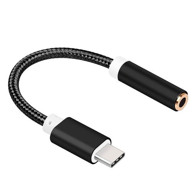 AUX Jack Type C Naar 3.5mm Oortelefoon Kabel Adapter USB C Audio Kabel Adapter Voor Xiao mi mi 8 a1 Voor Huawei P20 Lite Mate 10 Pro: Black
