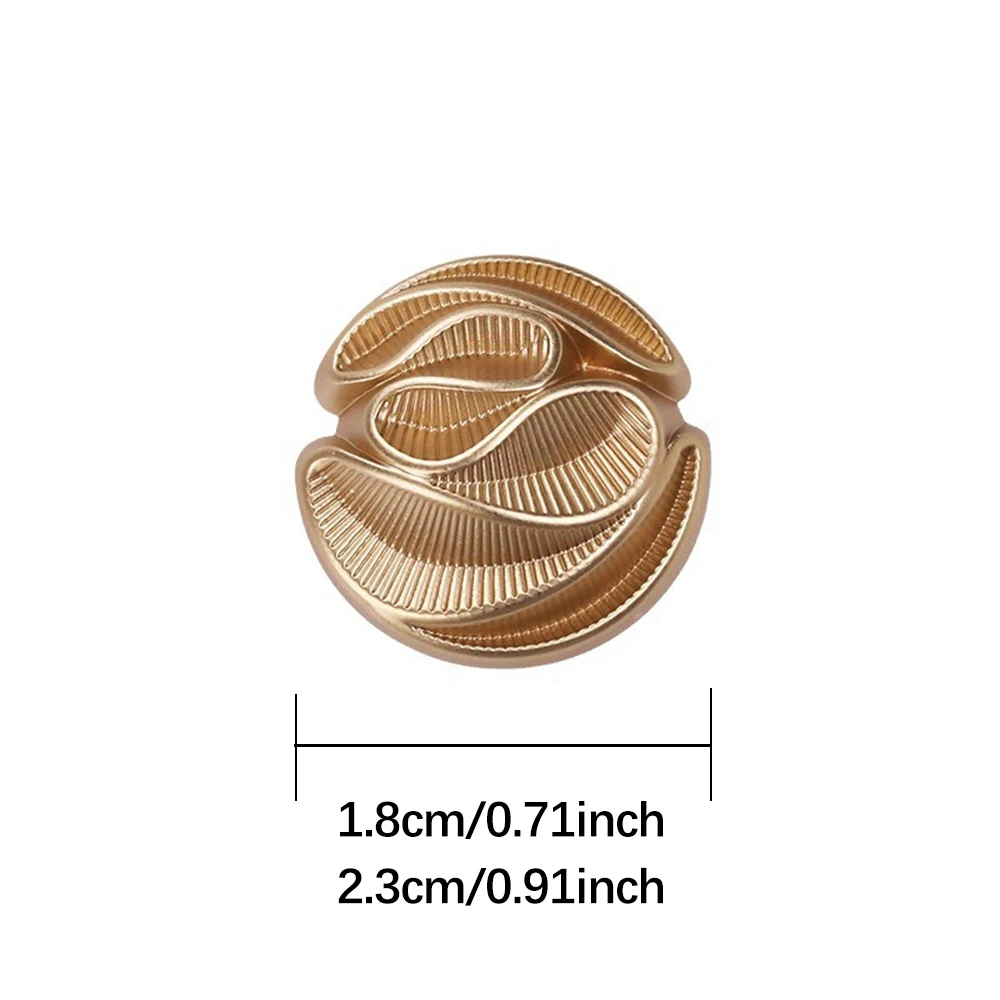 10 unids/set de botones de Metal con de rayas para abrigos, vestidos y chaquetas, botones decorativos elegantes y simples de color dorado
