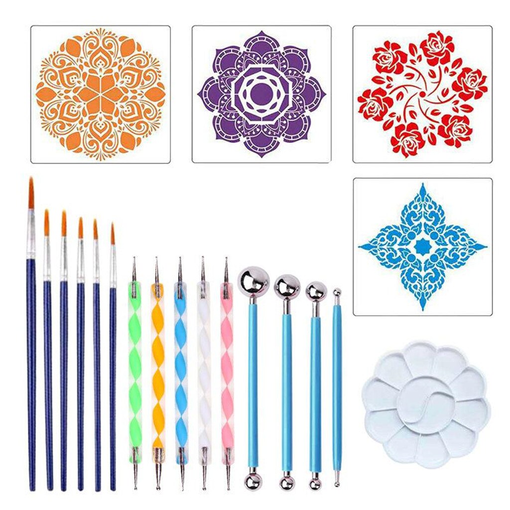 20Pcs Mandala Puntjes Gereedschap Kit Palet Rock Steen Schilderen Gereedschap Set Canvas Diy