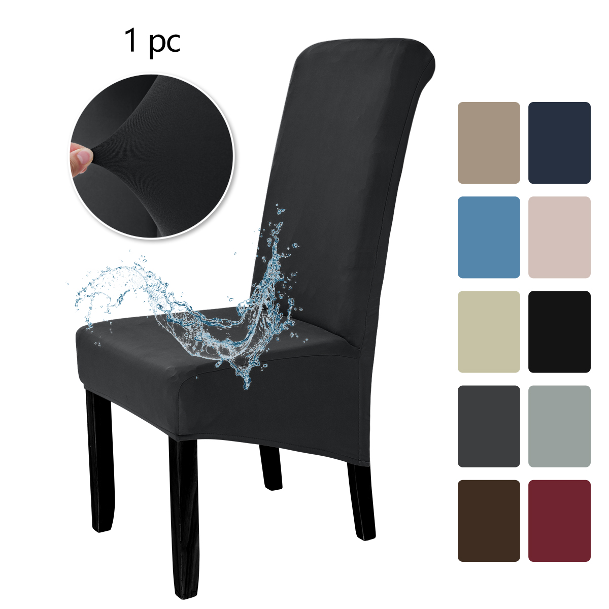 1pc elastiske vandafvisende stolebetræk med høj ryg, egnet til beskyttelse af hotelstolebetrækets dekoration: Grå