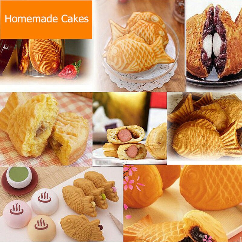Taiyaki Fish Cake Maker Cast Waffle Pan Mold Tray Home Cooking Bakeware Tools Taiyaki Pan