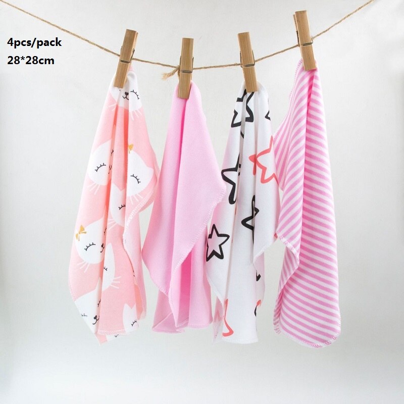 100% Cotton Newborn Baby Towels Saliva Towel Nursing Towel Baby Boys Girls Bebe Toalha Washcloth Handkerchief KF011: 08 pink star cat