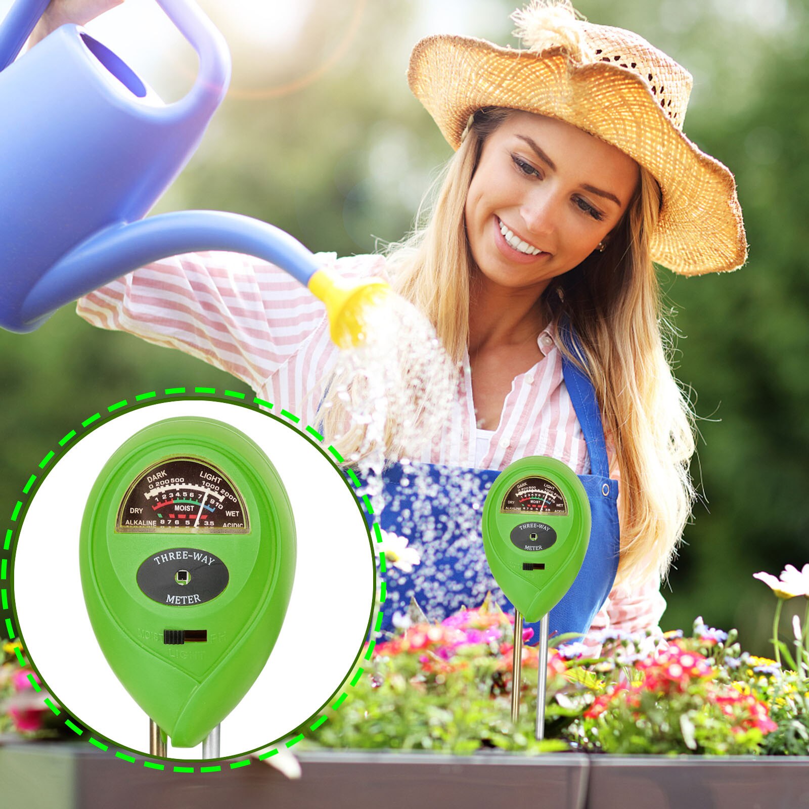 3 In1 Ph Tester Water Moisture Light Test Acidity Humidity Sunlight Meter For Garden Plant Flower Moist Testers Instrument Tool