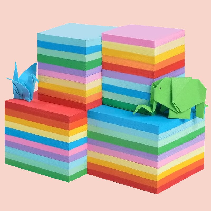 100 Vellen Vierkante Gekleurd Papier Karton Handgemaakte Papier Materiaal Kinderen Kleuterschool Duizend Papier Kranen Rose Diy