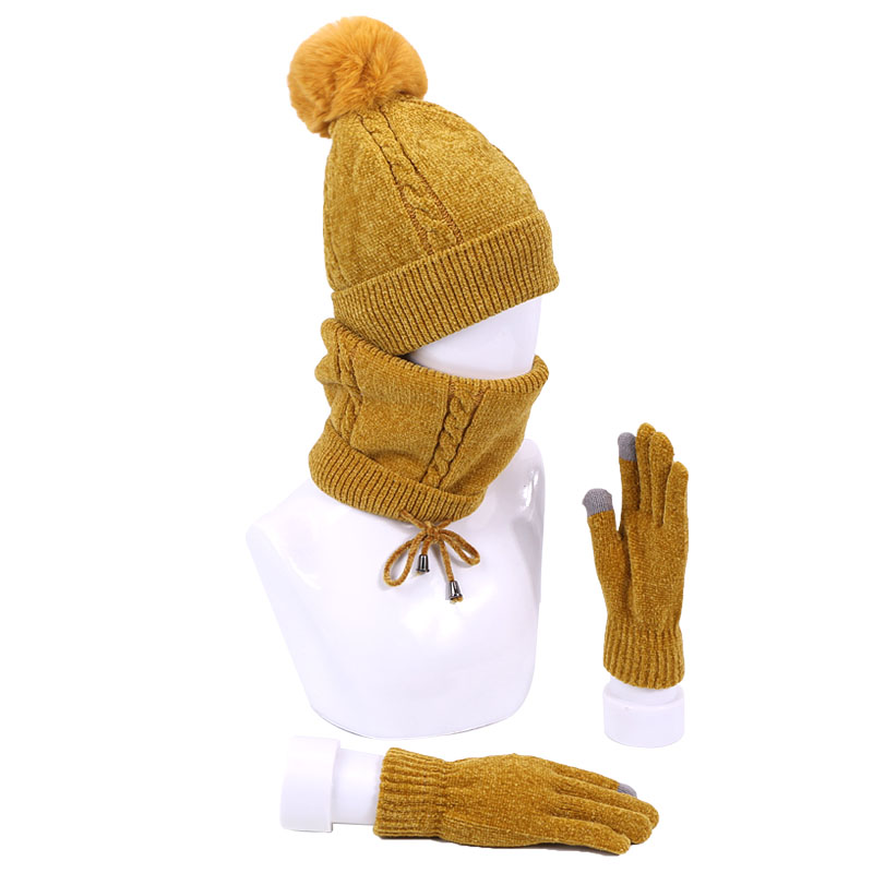 Conjunto de luvas e cachecol de malha com 3 peças, acessórios de inverno para mulheres e homens, orelhas quentes, gorros de tricô, com forro, lenço e luvas: H
