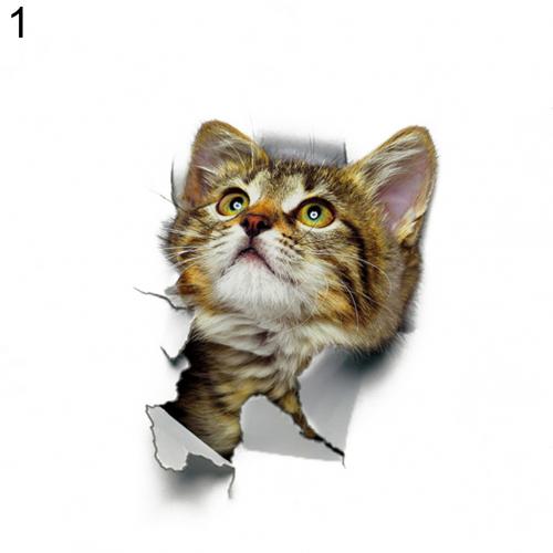 Leuke 3D Kat Sticker Muur Art Sticker Home Decoratie Badkamer Wc Deksel Cover Decal Grappige Decoratie: 1