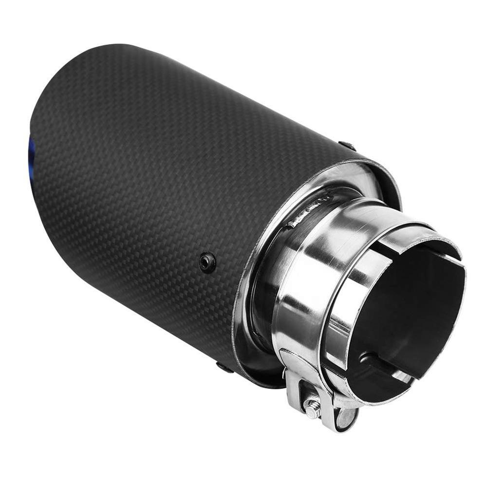 Carbon Fiber Staart Keel Blauw Straight Edge 63-89Mm Enkele Koolstofvezel Auto Uitlaatpijp Uitlaat End tip Uitlaat