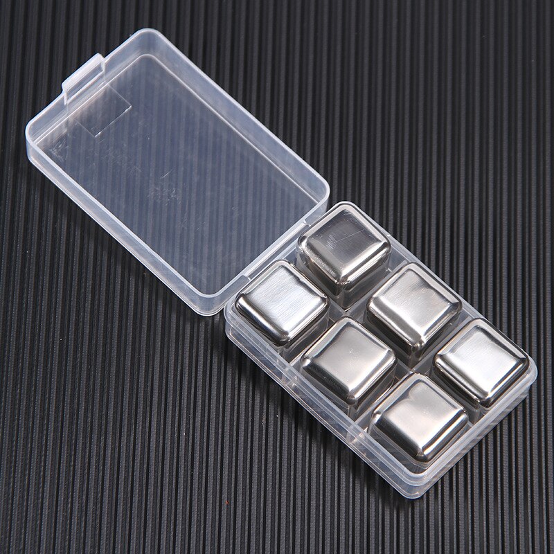 Spklifey Wine Cooler Stainless Ice 2 4 6 8 Pecs Stainless Steel Ice Cubes Whisky Decoration Reusable Ice Cubes Stainless Cooler: 6 Pecs