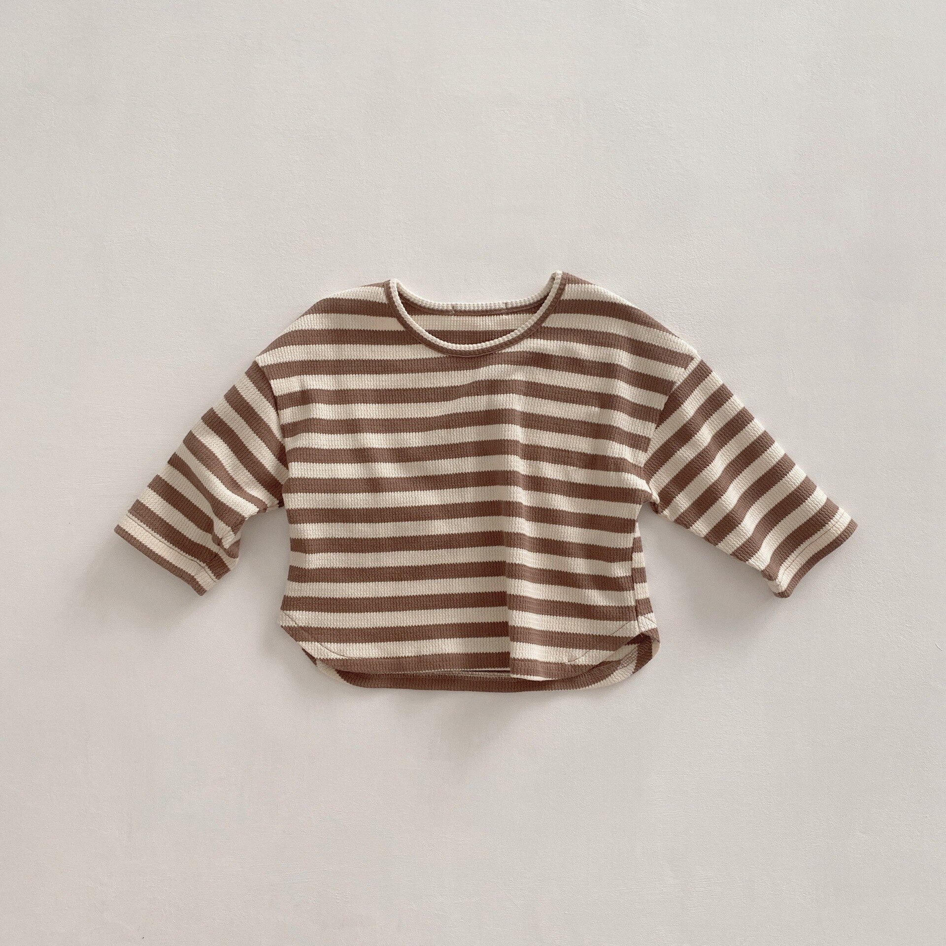 Baby Boy Denim Jumpsuit Autumn Infant Sleeveless Romper For Girls Kids Denim Overalls With Striped T Shirts: brown / 3T  100cm