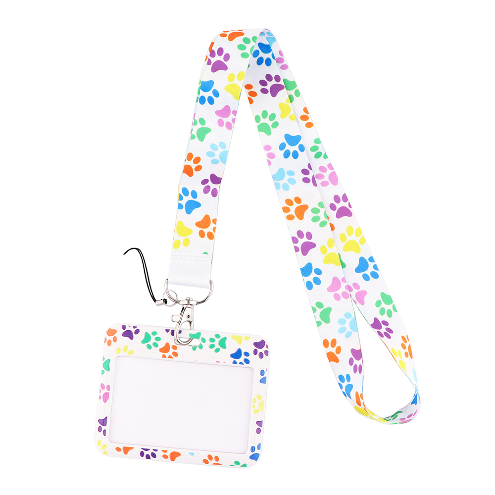 DZ1404 Dog Paw Print Lanyards for Key Neck Strap lanyard card ID Holder Gym Key Chain Key Badge Holder DIY Hang Rope Key Rings: Gold