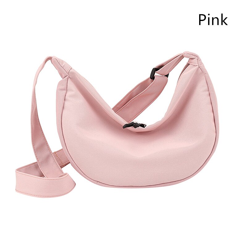 High Capacity Women's Handbags Solid Color Canvas Ladies Shoulder Bag Reusable Ladies Shoulder Messenger Bag Leisure Travel Bag: Pink