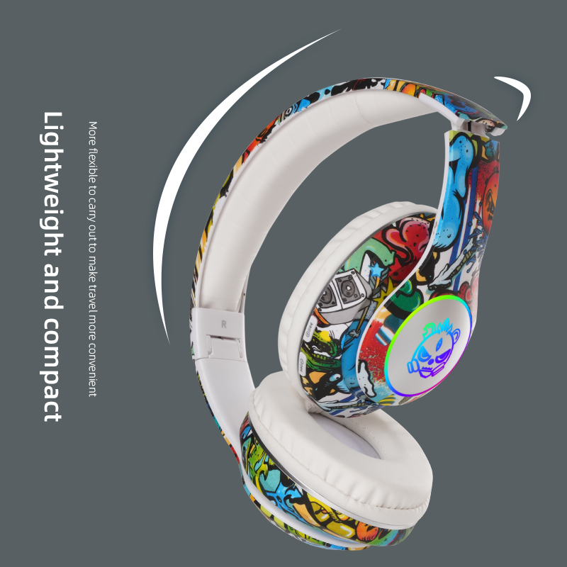 Trådlösa headset med blixtlampa för barn, öronhörlurar med mikrofon, bluetooth-headset, stereo, musik, spelhörlurar, flickor, pojkar