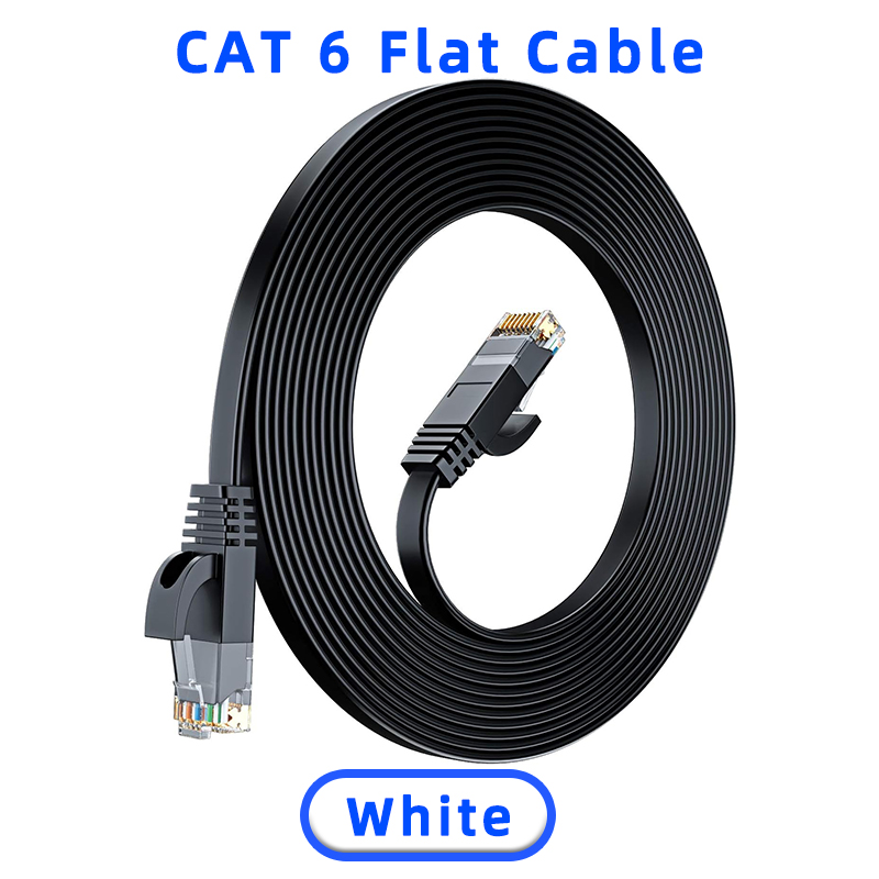 0.1m 0.2m 0.3m 0.5m 50m kat. 6 kort ethernetkabel fladt  rj45 computer internet lan netværk ethernet patchkabel: Sort / 100m