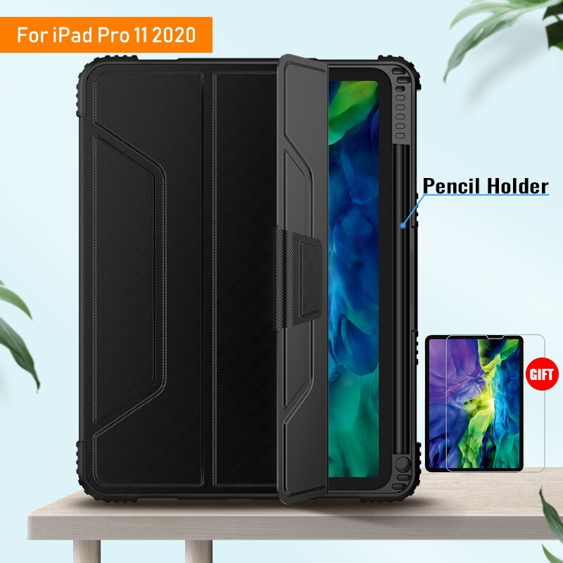 NILLKIN For iPad Pro 11 case Magnetic PU Leather Flip Cover PC back cover smart for iPad Pro 12 9 case with Protector: For iPad Pro11 2020
