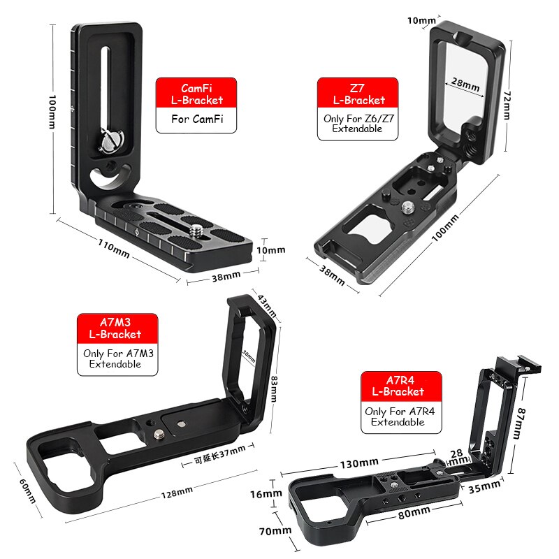 Selens L-Bracket Camera Grip For Sony A7M3 A7R4 For Nikon Z6 Z7 CamFi Universal Extendable Aluminum Alloy L Type Camera Cage Rig